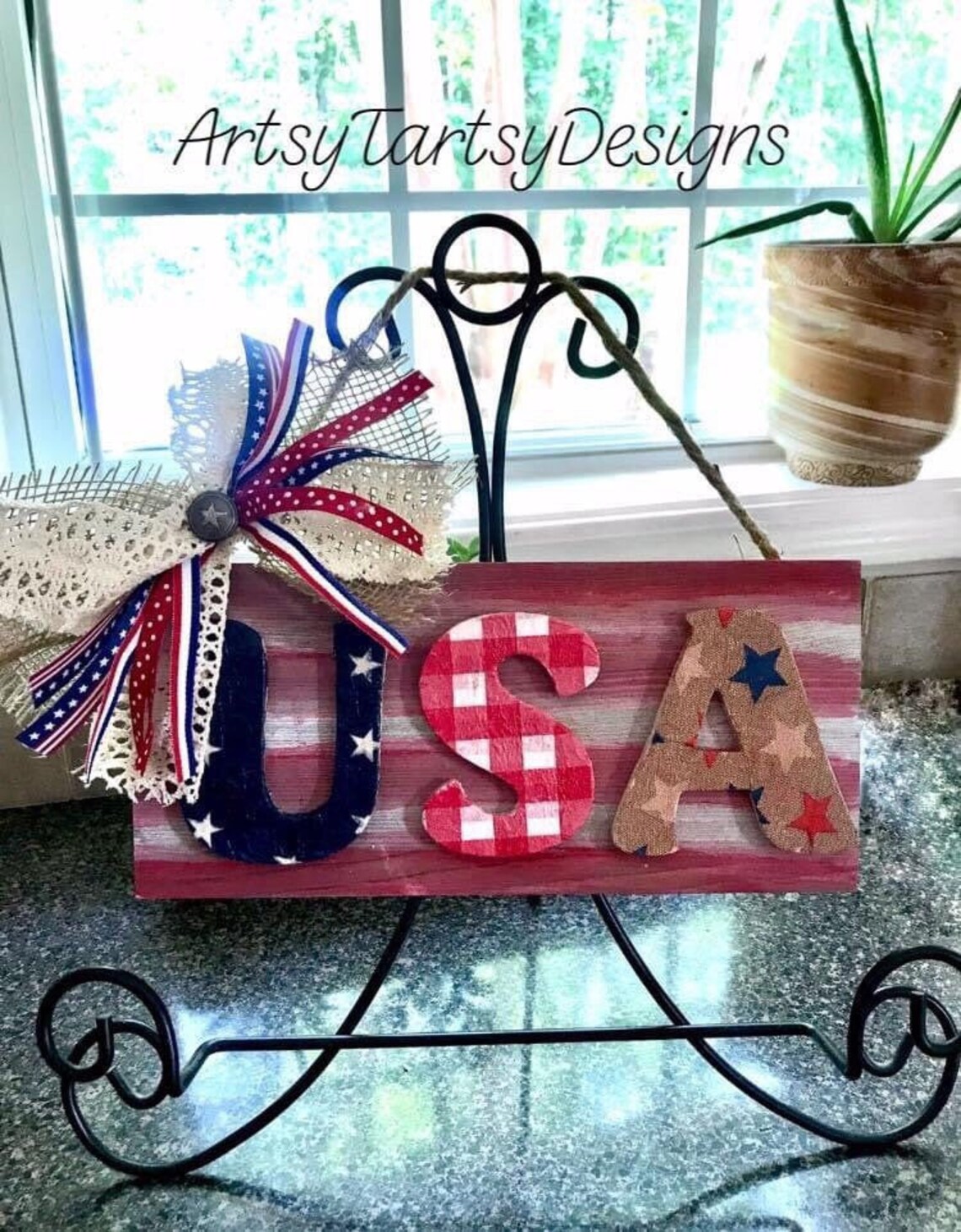 DIY USA patriotic sign door hanger KIT Etsy