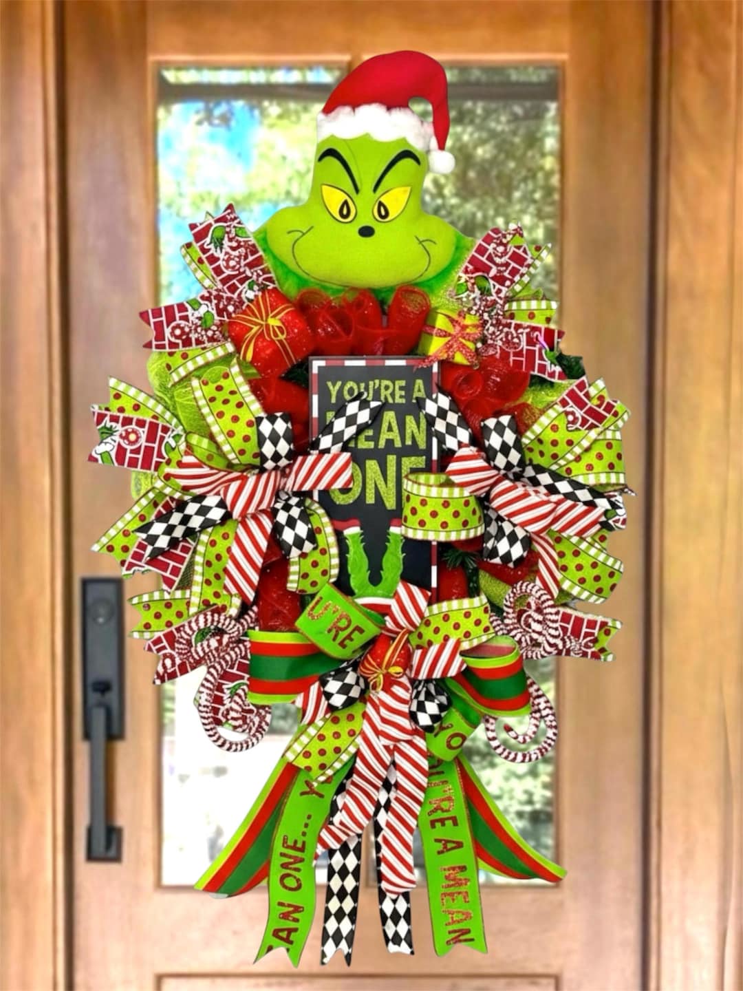 Green Monster Christmas Wreath, Green Monster Wreath, Grinchy-style ...