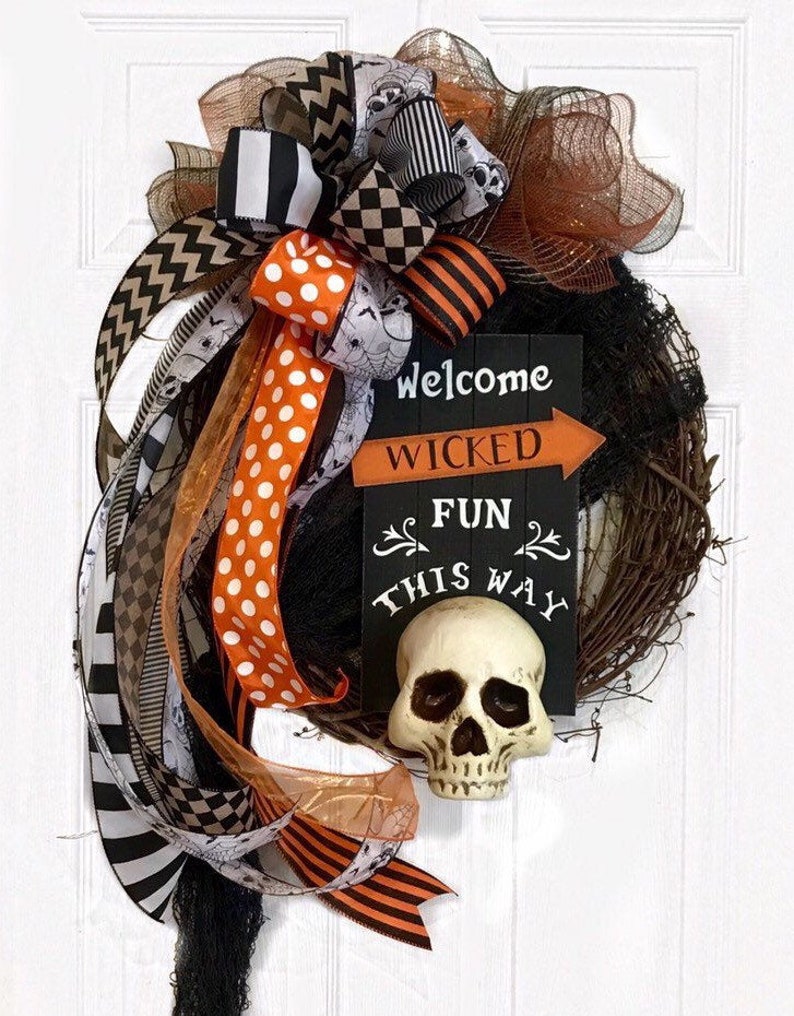Skull Wreath Skeleton Wreath Skeleton Welcome Skull Wreath Halloween Wreath
