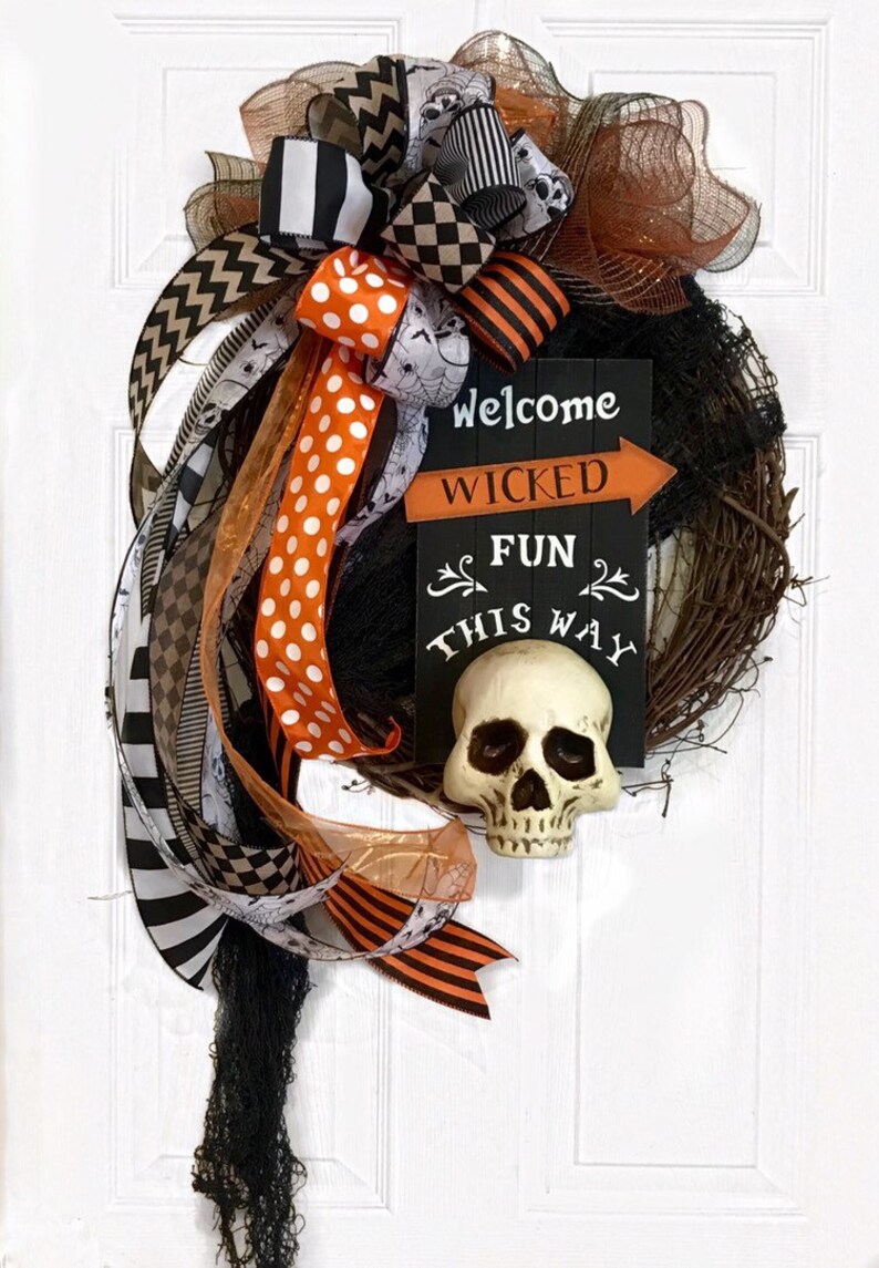 Skull Wreath Skeleton Wreath Skeleton Welcome Skull Wreath Halloween Wreath