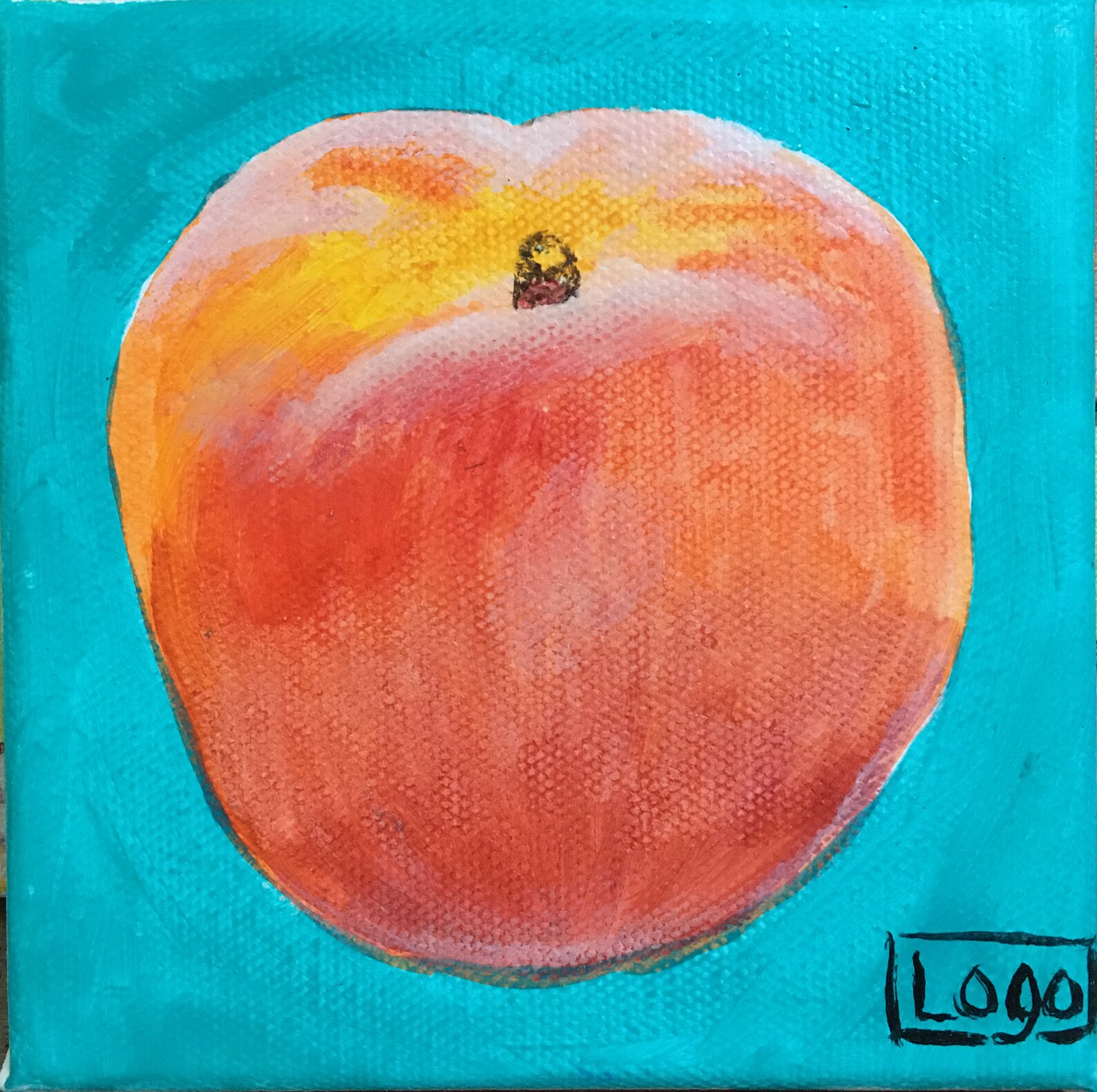 Peach painting on canvas by award winning artist Lolly Golding Etsy