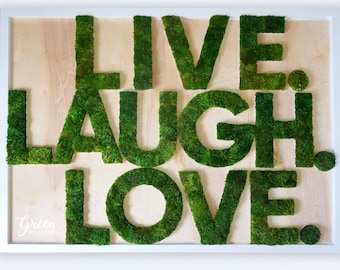 LIVE LAUGH LOVE Moss Lettering | Green Wallscapes