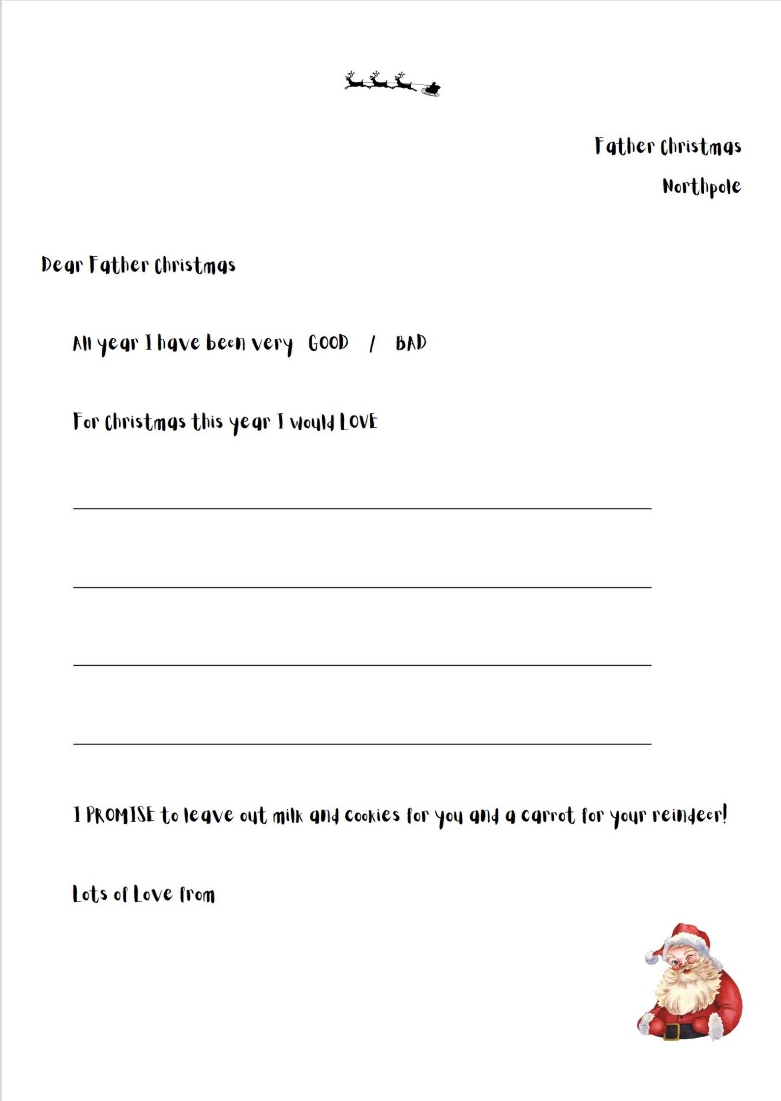Letter to Father Christmas Printable - Etsy