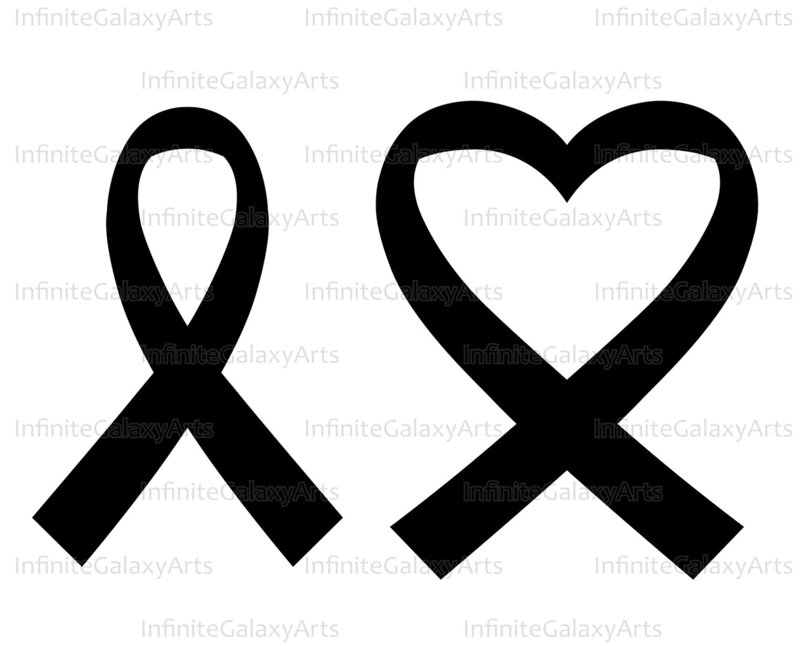 Heart Cancer Ribbon Digital Cutting files for Silhouette | Etsy