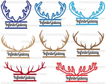 Split Deer antlers monogram - Instant download Digital Cutting files for Silhouette and Cricut clipart design svg dxf jpg png stag (n46)