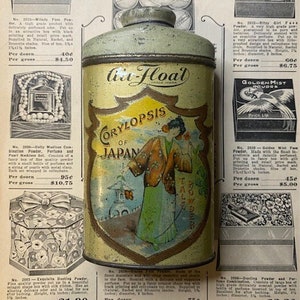 1915 Air-Float Corylopsis of Japan Talcum Powder Full Tin