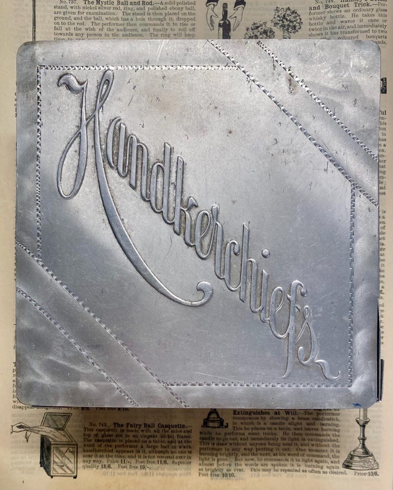 Vintage Aluminum Metal Square Footed Handkerchief Box Storage Trinkets ...