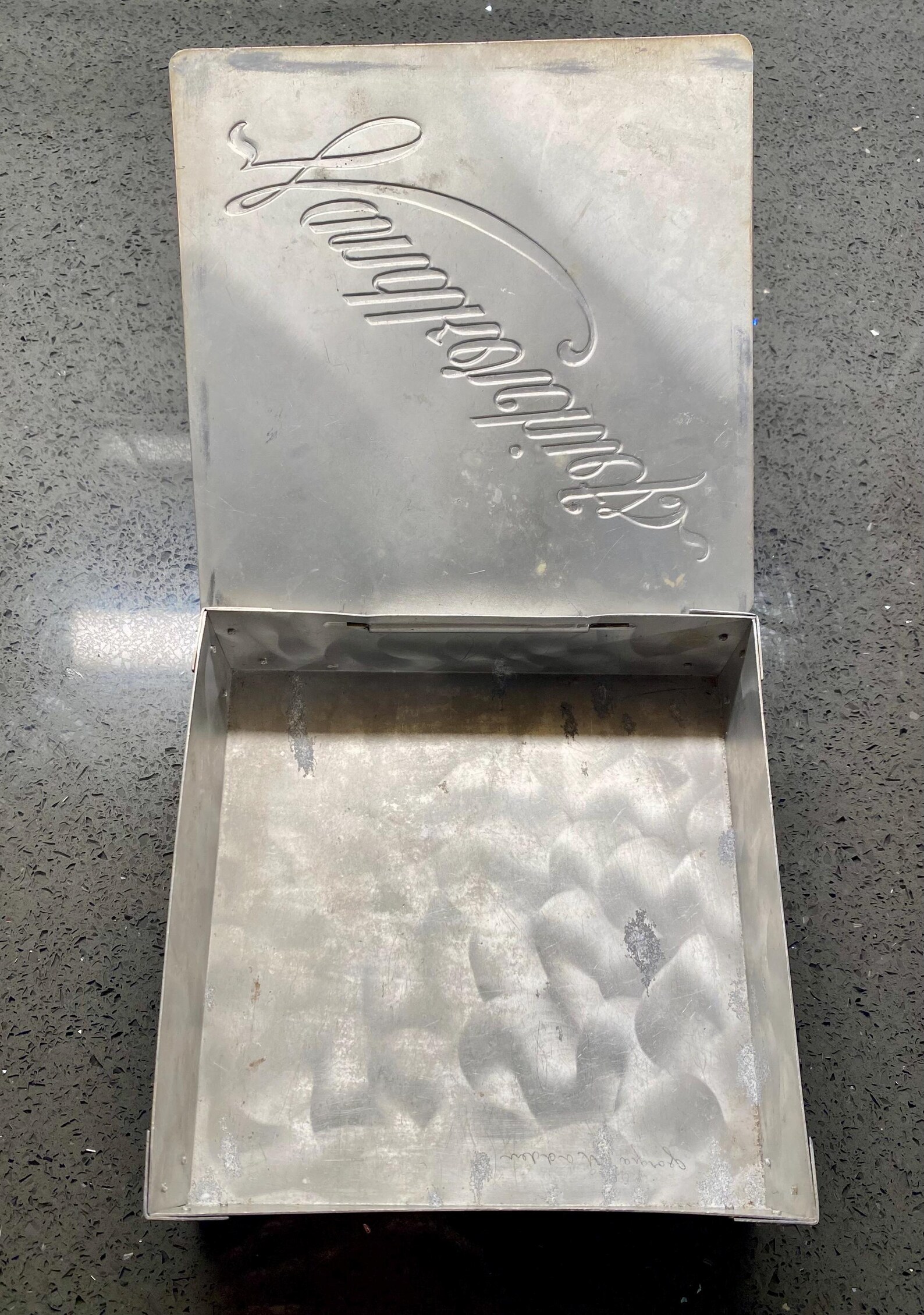 Vintage Aluminum Metal Square Footed Handkerchief Box Storage Trinkets ...