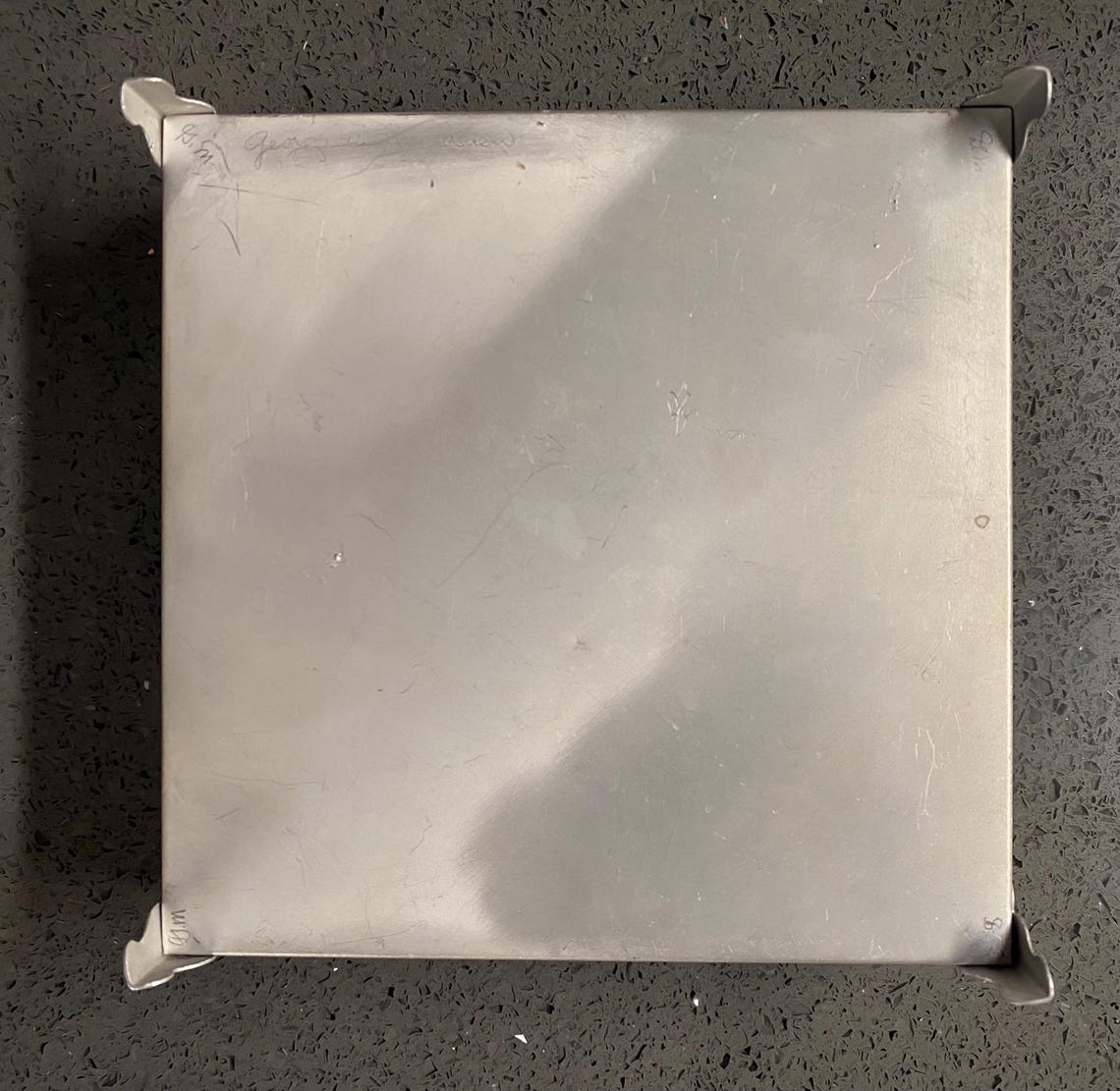 Vintage Aluminum Metal Square Footed Handkerchief Box Storage Trinkets ...