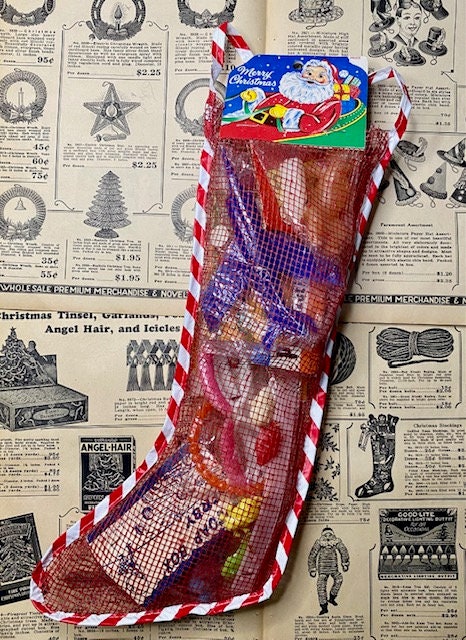 New Old Stock Vintage Mesh Christmas Stocking Full of Toys - Etsy