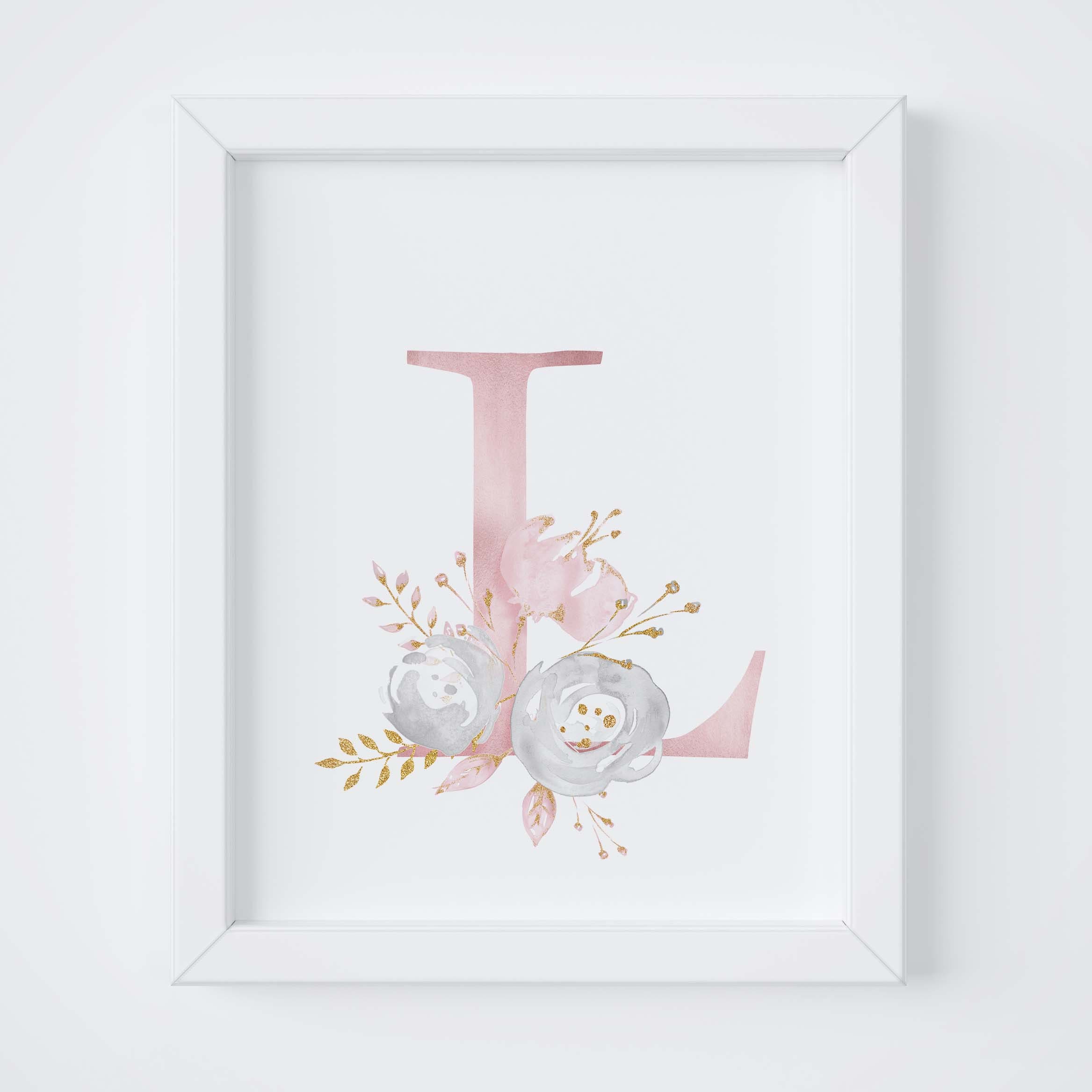 Floral Letter Printable, Wedding Decor, Floral Monogram, Printable Wall ...