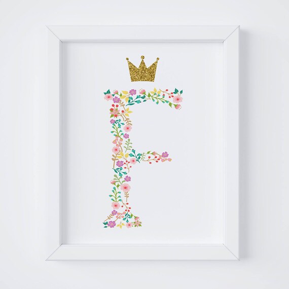 crown letter princess printable printable wall art nursery etsy