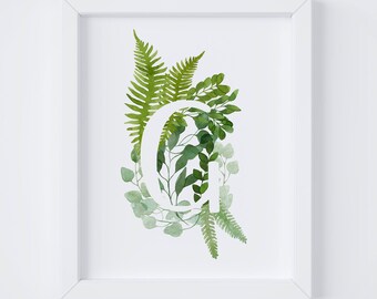 Green Leaves Print, Fern Print, Plant Print, Botanical Decor, Leaf Wall Art, Botanical Printable, Printable Wall Art, Nursery Decor