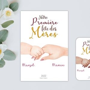 Affiche Notre 1ère fête des mères. Carte Notre 1ère fête des mères personnalisée. Cadeau de Fête des Mères original et personnalisé.