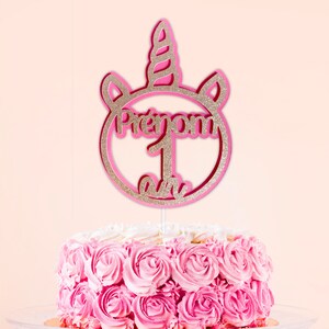 Cake Topper Licorne personnalisé- Décoration de gâteau d'anniversaire - coloris au choix