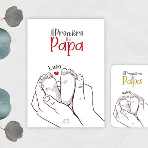 Affiche Joyeuse 1ère fête Papa. Carte Joyeuse 1ère fête Papa personnalisée. (Cadre non inclus).Cadeau de Fête des Pères personnalisé.