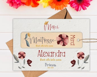 Personalized Plantable Card: Thank Mistress, Atsem, Nanny with a Plant Touch and a Wooden Bookmark!
