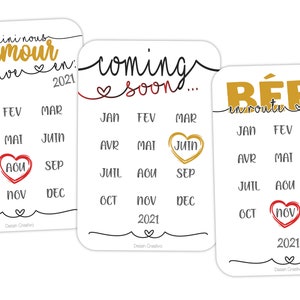 Carte annonce Grossesse Originale Calendrier à personnaliser.