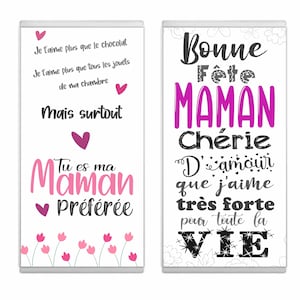 Cadeau fête des mères Emballage pour tablette chocolat à offrir “vendu sans la tablette de chocolat” avec sac d'emballage en organza.