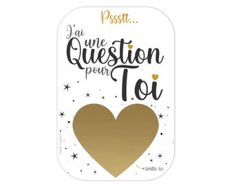 Carte à Gratter coeur or demande originale “ Veux-tu être mon Parrain” pour annoncer la bonne nouvelle! Carte à gratter avec enveloppe.