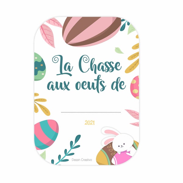 Carte étape spéciale La Chasse aux oeufs de Pâques avec enveloppe.