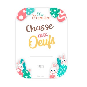 Carte étape spéciale 1ère Chasse aux oeufs de Pâques avec enveloppe.