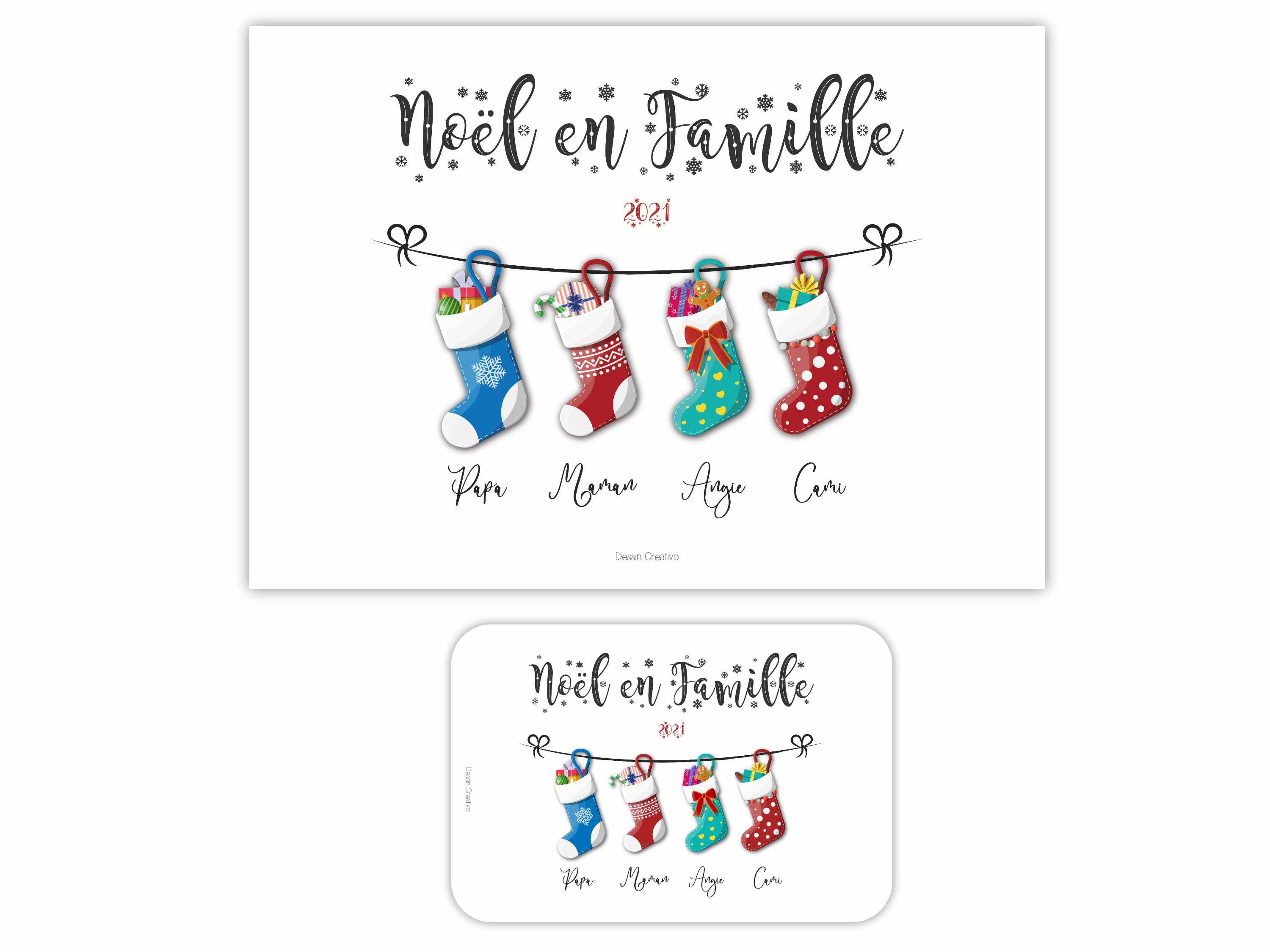 Affiche Noël en Famille 2021. Carte Famille Personnalisée. | Cadre Non Inclus.cadeau Pour Original e