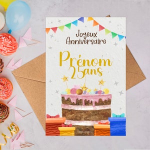 Carte à planter à personnaliser originale Joyeux Anniversaire. Carte ensemencée avec enveloppe.