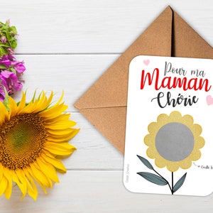Speciale gratta e vinci per la festa della mamma Glittery Sunflower Mom tesoro con un messaggio nascosto: "Ti amo molto" con busta.