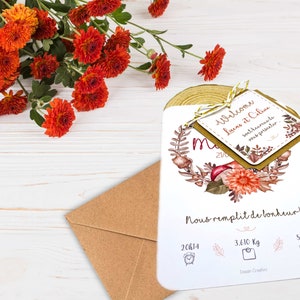 Carte faire-part naissance Couronne forêt enchantée avec enveloppe