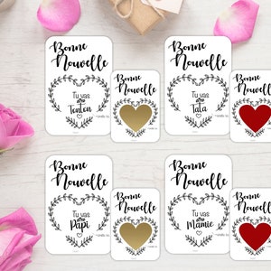 Carte à Gratter Coeur Black&White demande originale pour annoncer des bonnes nouvelles avec enveloppe.