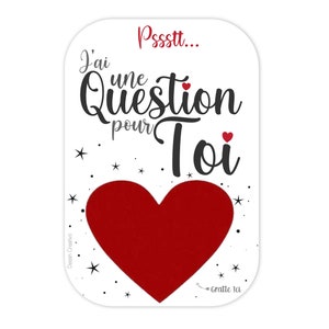 Carte à Gratter coeur rouge demande originale “Veux-tu être ma Marraine” pour annoncer la bonne nouvelle! Cartes à gratter avec enveloppe.