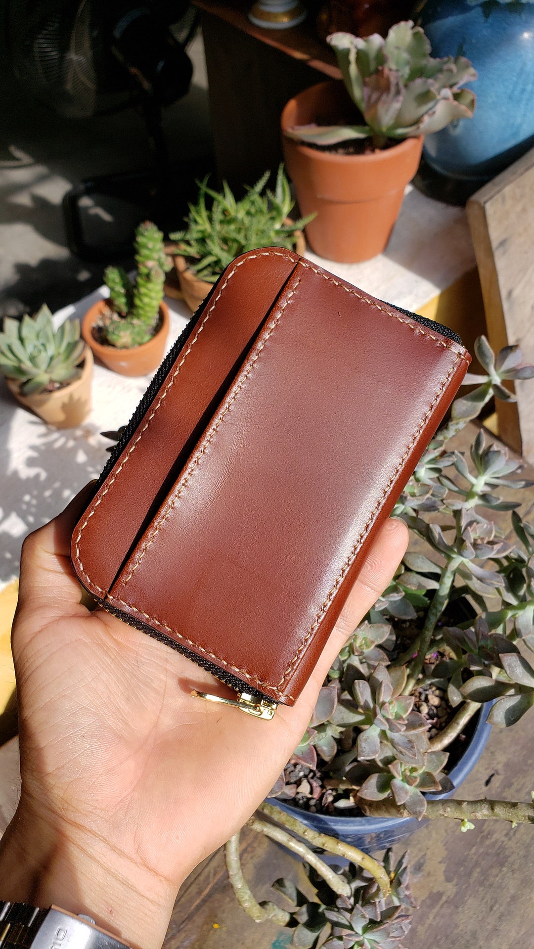 Handmade Leather Zip Mini Wallet. Handmade Leather Zipper Etsy