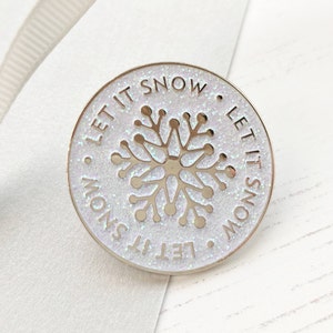 Let It Snow Christmas Enamel Pin - Snowflake Lapel Badge