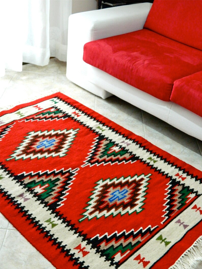 Handmade diamond kilim Small Kilim Rug Qilim Shqiptare Etsy