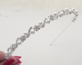 Zircone pettine per capelli da sposa dorato con perle, pettine per