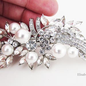 Bridal Hair Barrette: Rhinestone, Crystal & Pearl Wedding Clip