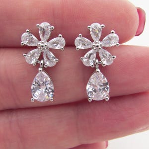 Small Cubic Zirconia Earrings, Clear Crystal Earrings, Earrings for Bride, Wedding Earrings, Bridal Earrings, Bridesmaid Earrings