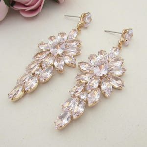 Cubic Zirconia Earrings, Clear Crystal Earrings, Earrings for Bride, Wedding Earrings, Bridal Earrings, Chandlier Earrings, Wedding Earrings