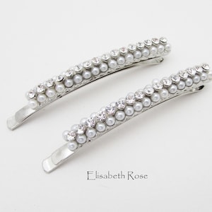 Pearl and Crystal Hair Clips, Set of 2 Hair Clips for Bride, Wedding Day Hair Pins, Pearl Hair Clips, Bridal Hair Pins