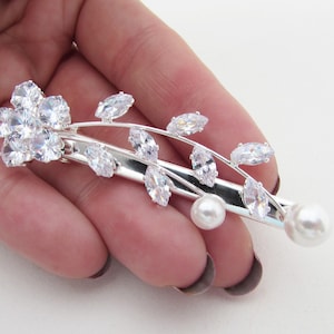 Bridal Hair Claw, Decorative Crystal and Pearl Claw Clip, Hair Clip, Silver Hair Clip, Crystal Design Hair Clip, Wedding Hair Decoration