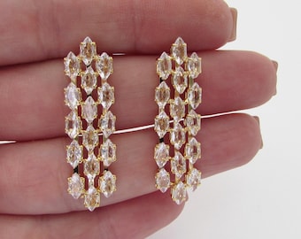 Gold Crystal Earrings, Earrings for Bride, Wedding Earrings, Waterfall Earrings, Bridesmaid Earrings