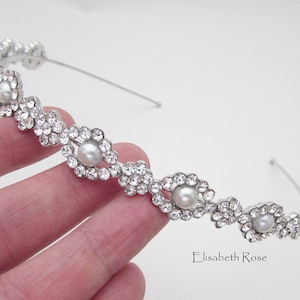 Wedding Hairband, White Pearl Embellished Hairband for Wedding, Pearl Bridal Headband, Wedding Day Hairband, Pearl Wedding Hair Tiara