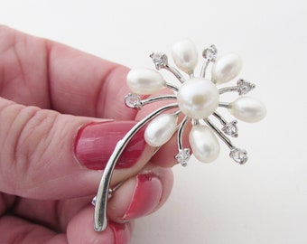 Véritable broche de mariage de perles d'eau douce, broche de perles pour mariage, broche de mariée, broche de jour de mariage