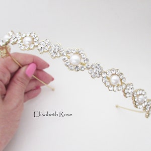 Perle & Kristall Hochzeit Haarband: Gold Braut Stirnband Tiara
