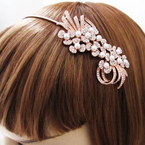 Dekoratives Rose Gold Hochzeit Haarband, Rose Gold Kristall Haarband für Hochzeit, Rose Gold Braut Stirnband, Hochzeitstag Rose Gold Haarband