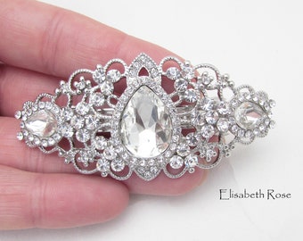 Silver Rhinestone Bridal Hair Barrette, Crystal Hair Clip for Bride, Wedding Day Hair Barrette, Bridal Hair Clip, Wedding Bridal Hair Clip