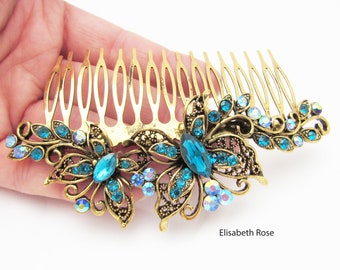 Hair Accessories Art Deco Turquoise Blue Ivory Pearl Bridal Hair