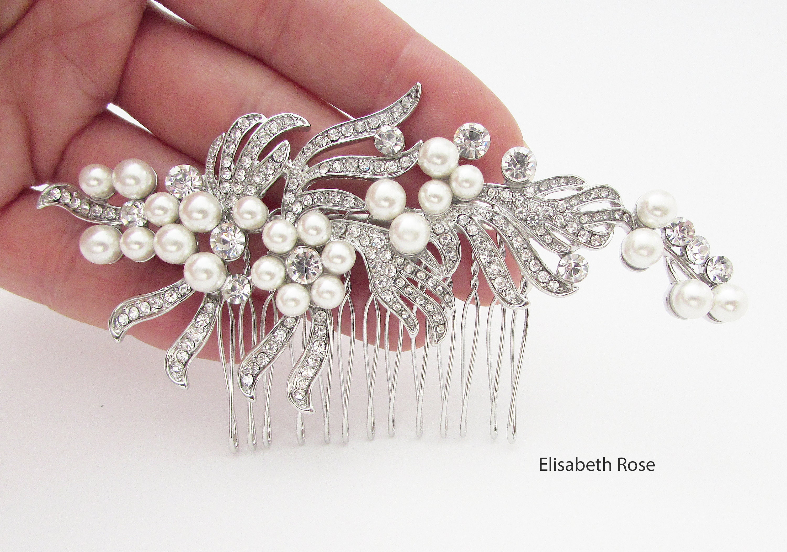 Wedding bridal pearl bling hair comb new silver Crystal Wedding Hair Comb Bridal Hair Comb Pearl Wedding  main image 2