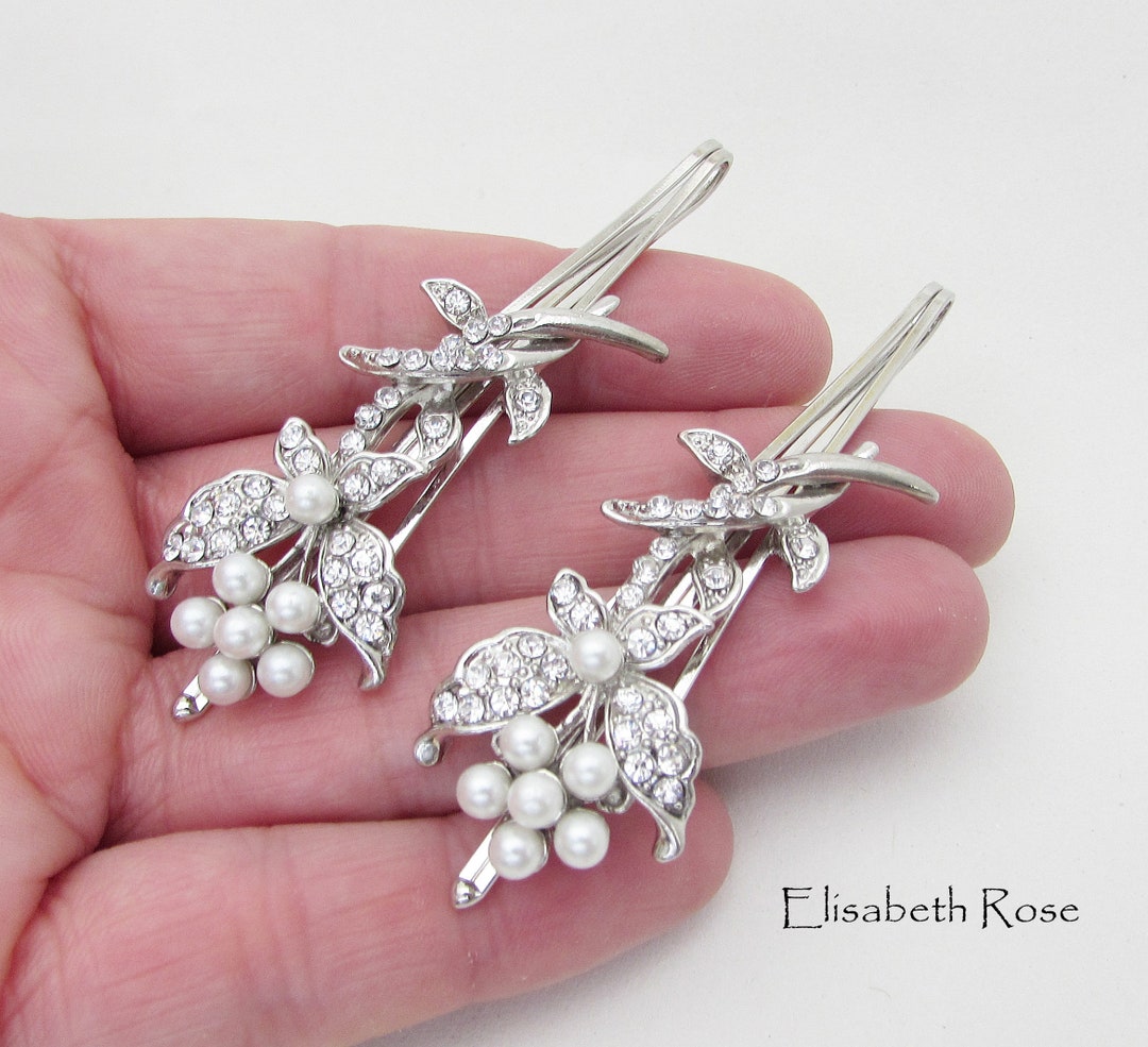 Floral Style Hair Clips Set of 2 Hair Clips for Bride Etsy